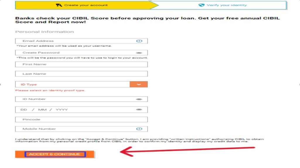 पैन कार्ड द्वारा सिबिल स्कोर फ्री में चेक करें, ये है तरीका 2 Create Your Account