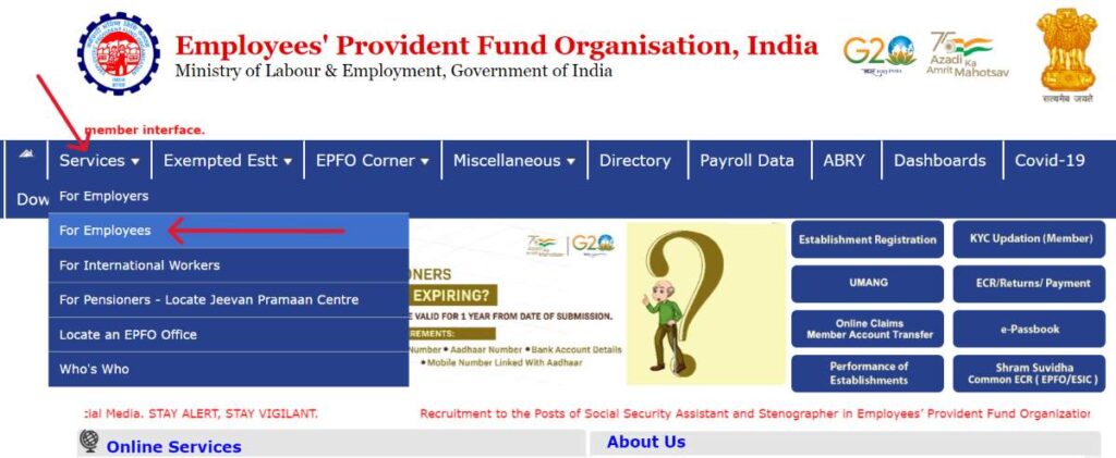 EPF विड्रॉल: PF अकाउंट से ऑनलाइन पैसे कैसे निकालें और जानें पीएफ निकासी के नियम 3 EPFO Home Page