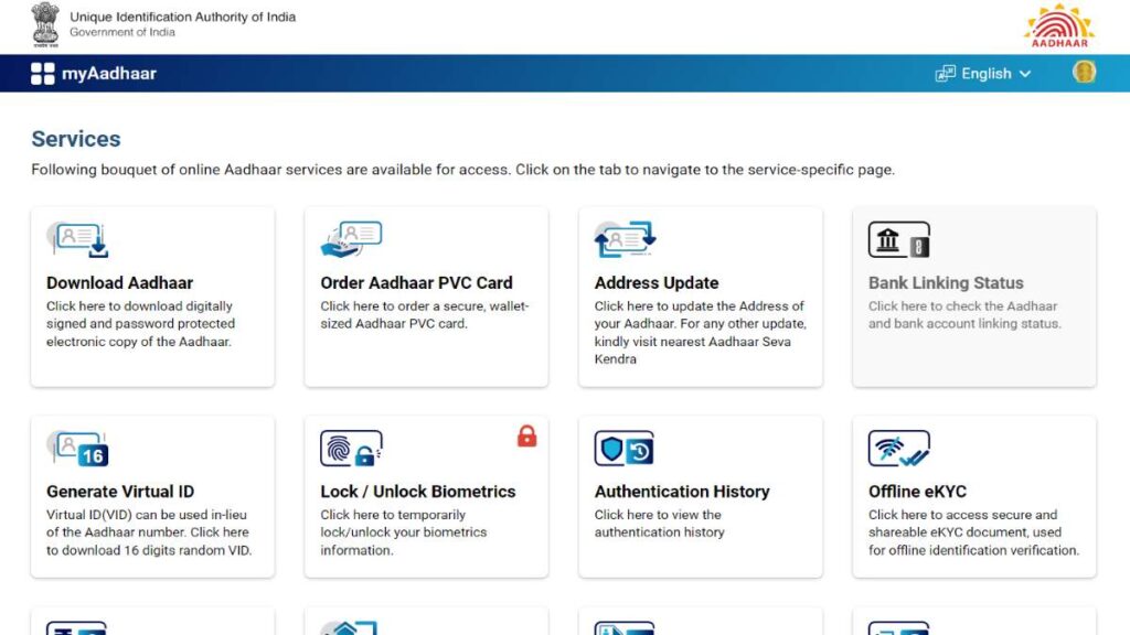 My Aadhar Services