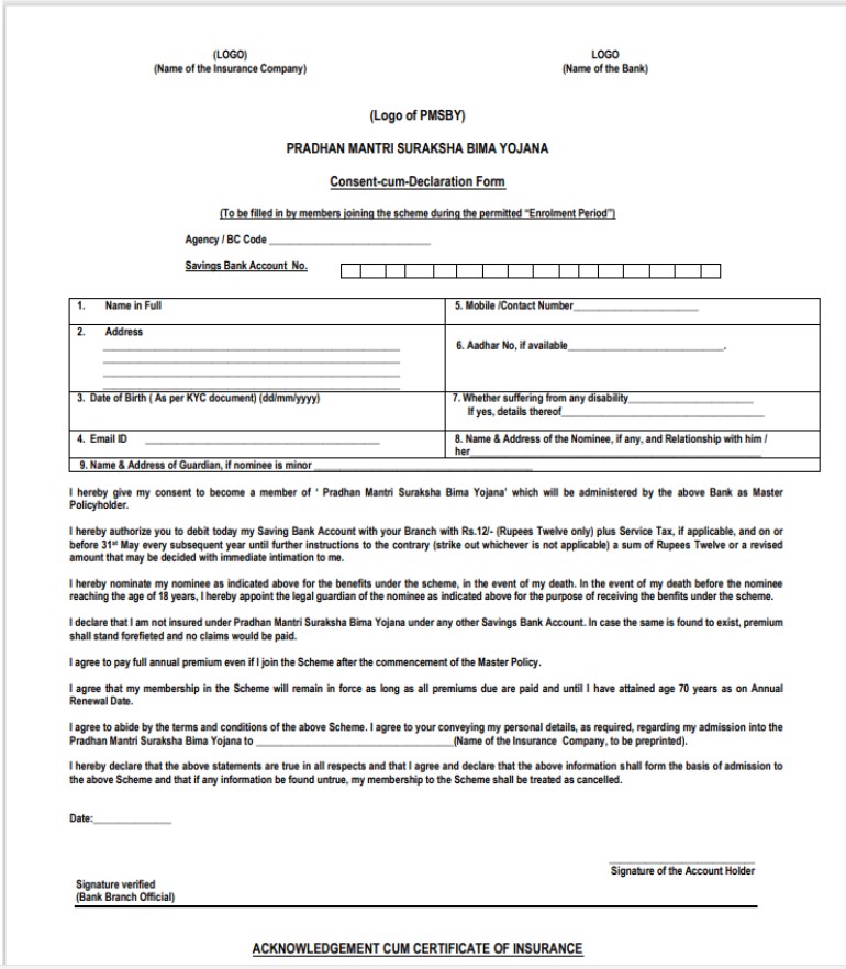 PMSBY application form