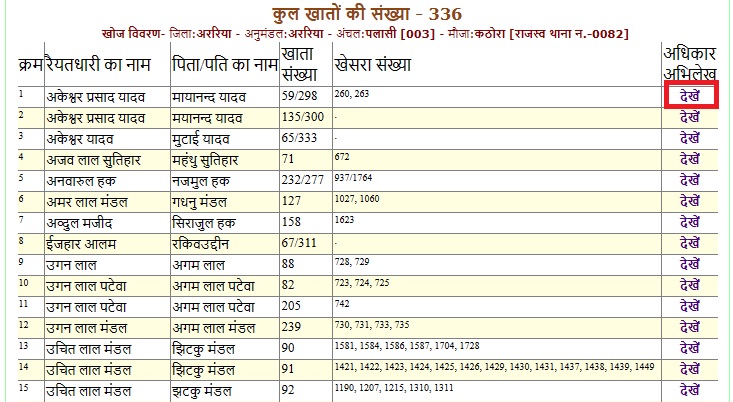 bihar khasra check